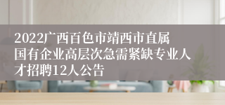 2022广西百色市靖西市直属国有企业高层次急需紧缺专业人才招聘12人公告