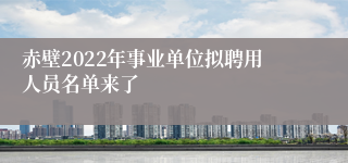 赤壁2022年事业单位拟聘用人员名单来了