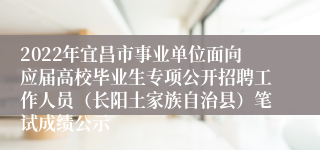 2022年宜昌市事业单位面向应届高校毕业生专项公开招聘工作人员（长阳土家族自治县）笔试成绩公示