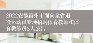 2022安徽宿州市面向全省退役运动员专项招聘体育教师和体育教练员5人公告