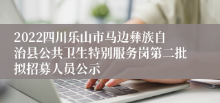 2022四川乐山市马边彝族自治县公共卫生特别服务岗第二批拟招募人员公示