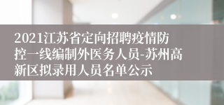 2021江苏省定向招聘疫情防控一线编制外医务人员-苏州高新区拟录用人员名单公示