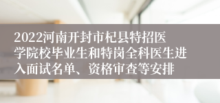 2022河南开封市杞县特招医学院校毕业生和特岗全科医生进入面试名单、资格审查等安排