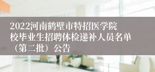 2022河南鹤壁市特招医学院校毕业生招聘体检递补人员名单（第二批）公告