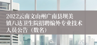 2022云南文山州广南县坝美镇八达卫生院招聘编外专业技术人员公告（数名）