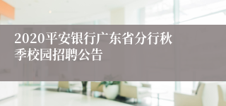 2020平安银行广东省分行秋季校园招聘公告