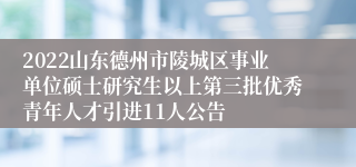 2022山东德州市陵城区事业单位硕士研究生以上第三批优秀青年人才引进11人公告