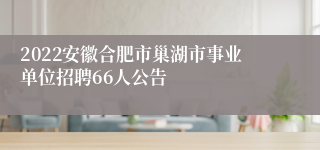 2022安徽合肥市巢湖市事业单位招聘66人公告