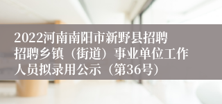 2022河南南阳市新野县招聘招聘乡镇（街道）事业单位工作人员拟录用公示（第36号）