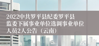 2022中共罗平县纪委罗平县监委下属事业单位选调事业单位人员2人公告（云南）