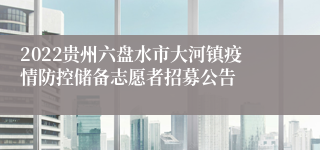 2022贵州六盘水市大河镇疫情防控储备志愿者招募公告