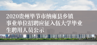 2020贵州毕节市纳雍县乡镇事业单位招聘应征入伍大学毕业生聘用人员公示