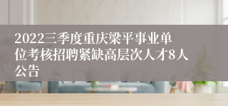 2022三季度重庆梁平事业单位考核招聘紧缺高层次人才8人公告