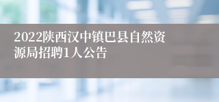 2022陕西汉中镇巴县自然资源局招聘1人公告