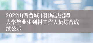 2022山西晋城市阳城县招聘大学毕业生到村工作人员综合成绩公示