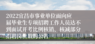 2022宜昌市事业单位面向应届毕业生专项招聘工作人员达不到面试开考比例核销、核减部分招聘岗位数的公告