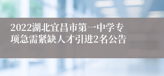 2022湖北宜昌市第一中学专项急需紧缺人才引进2名公告