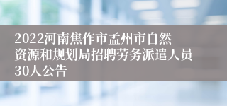 2022河南焦作市孟州市自然资源和规划局招聘劳务派遣人员30人公告