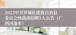 2022中共罗城仫佬族自治县委员会统战部招聘1人公告（广西河池市）