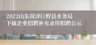 2022山东菏泽巨野县水务局下属企业招聘补充录用拟聘公示