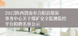 2022陕西渭南市合阳县煤炭事务中心关于煤矿安全监测监控平台拟聘名单公示