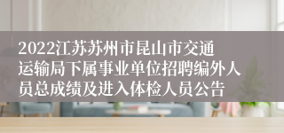 2022江苏苏州市昆山市交通运输局下属事业单位招聘编外人员总成绩及进入体检人员公告