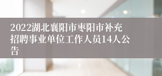 2022湖北襄阳市枣阳市补充招聘事业单位工作人员14人公告