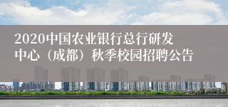 2020中国农业银行总行研发中心（成都）秋季校园招聘公告