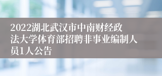 2022湖北武汉市中南财经政法大学体育部招聘非事业编制人员1人公告