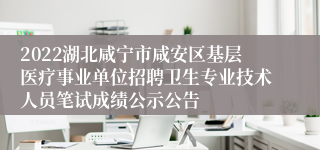 2022湖北咸宁市咸安区基层医疗事业单位招聘卫生专业技术人员笔试成绩公示公告