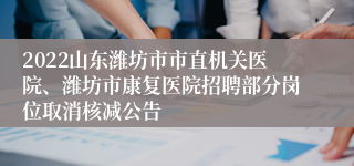 2022山东潍坊市市直机关医院、潍坊市康复医院招聘部分岗位取消核减公告