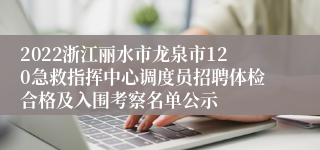 2022浙江丽水市龙泉市120急救指挥中心调度员招聘体检合格及入围考察名单公示