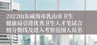 2022山东威海市乳山市卫生健康局引进优秀卫生人才笔试合格分数线及进入考察范围人员名单通知