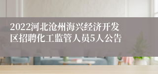 2022河北沧州海兴经济开发区招聘化工监管人员5人公告