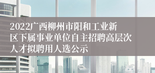 2022广西柳州市阳和工业新区下属事业单位自主招聘高层次人才拟聘用人选公示