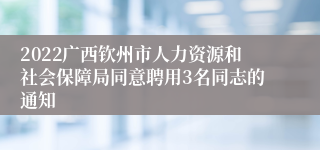 2022广西钦州市人力资源和社会保障局同意聘用3名同志的通知