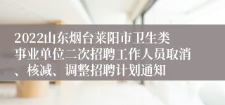 2022山东烟台莱阳市卫生类事业单位二次招聘工作人员取消、核减、调整招聘计划通知