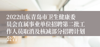 2022山东青岛市卫生健康委员会直属事业单位招聘第二批工作人员取消及核减部分招聘计划公告