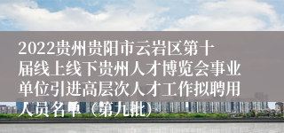 2022贵州贵阳市云岩区第十届线上线下贵州人才博览会事业单位引进高层次人才工作拟聘用人员名单（第九批）