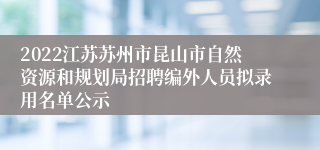 2022江苏苏州市昆山市自然资源和规划局招聘编外人员拟录用名单公示