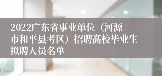 2022广东省事业单位（河源市和平县考区）招聘高校毕业生拟聘人员名单