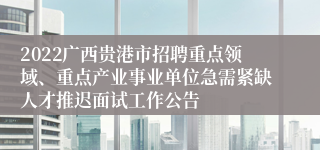 2022广西贵港市招聘重点领域、重点产业事业单位急需紧缺人才推迟面试工作公告