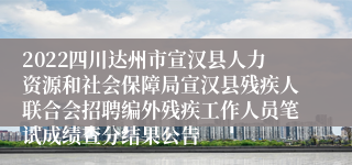 2022四川达州市宣汉县人力资源和社会保障局宣汉县残疾人联合会招聘编外残疾工作人员笔试成绩查分结果公告