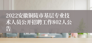 2022安徽铜陵市基层专业技术人员公开招聘工作802人公告