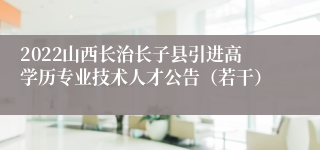 2022山西长治长子县引进高学历专业技术人才公告（若干）