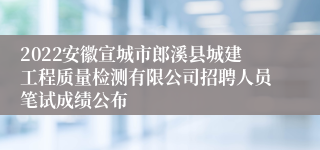 2022安徽宣城市郎溪县城建工程质量检测有限公司招聘人员笔试成绩公布