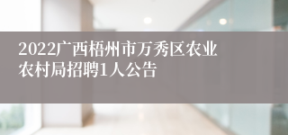 2022广西梧州市万秀区农业农村局招聘1人公告