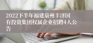 2022下半年福建泉州丰泽国有投资集团权属企业招聘4人公告