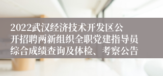 2022武汉经济技术开发区公开招聘两新组织全职党建指导员综合成绩查询及体检、考察公告