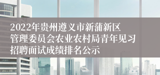 2022年贵州遵义市新蒲新区管理委员会农业农村局青年见习招聘面试成绩排名公示